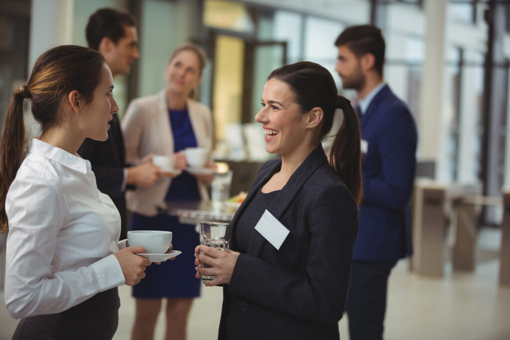 business networking at corporate event