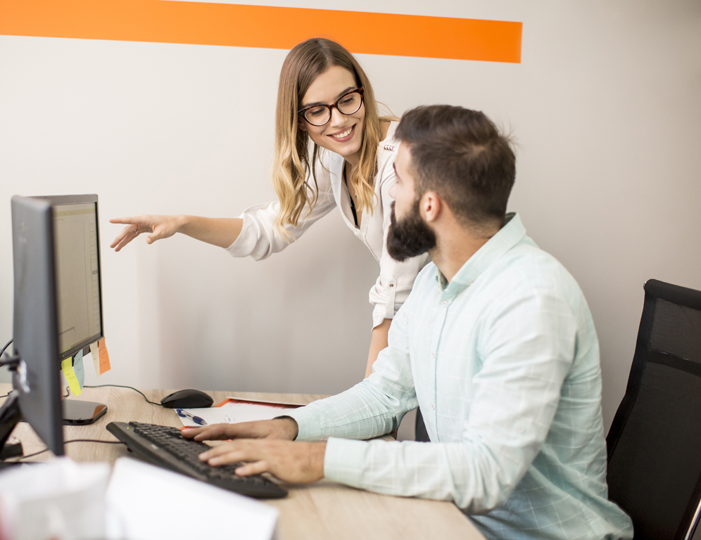 View at business people discussing a strategy and working together in office