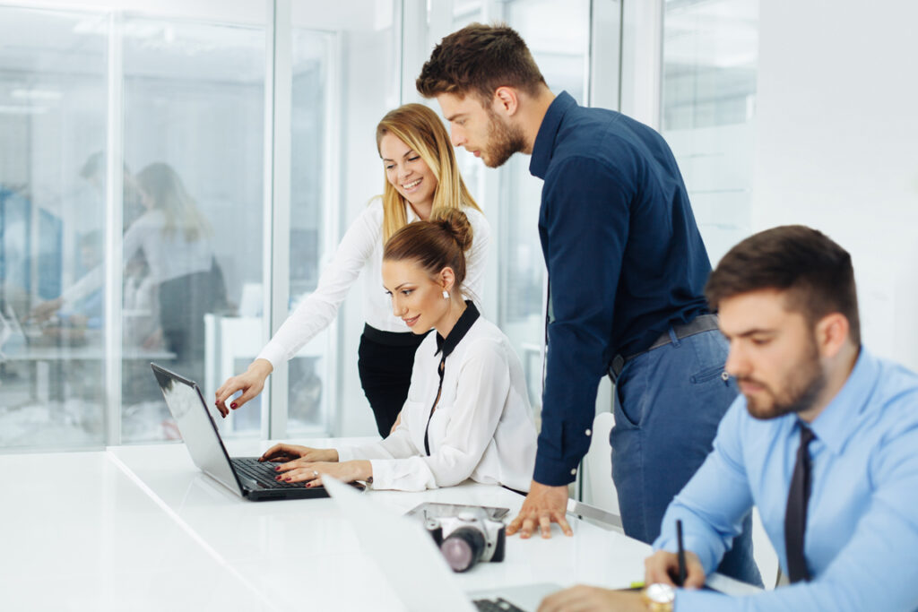 Young group of designers negotiates on design